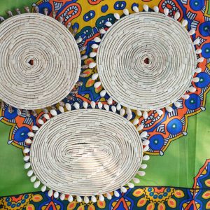 Conjunto de 6 Bases de Palha com conchas