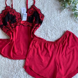 Lingerie vermelho com detalhes de renda  (T: G-L)