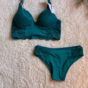 Lingerie Malú Confort (verde-esmeralda com detalhes em renda) T:M