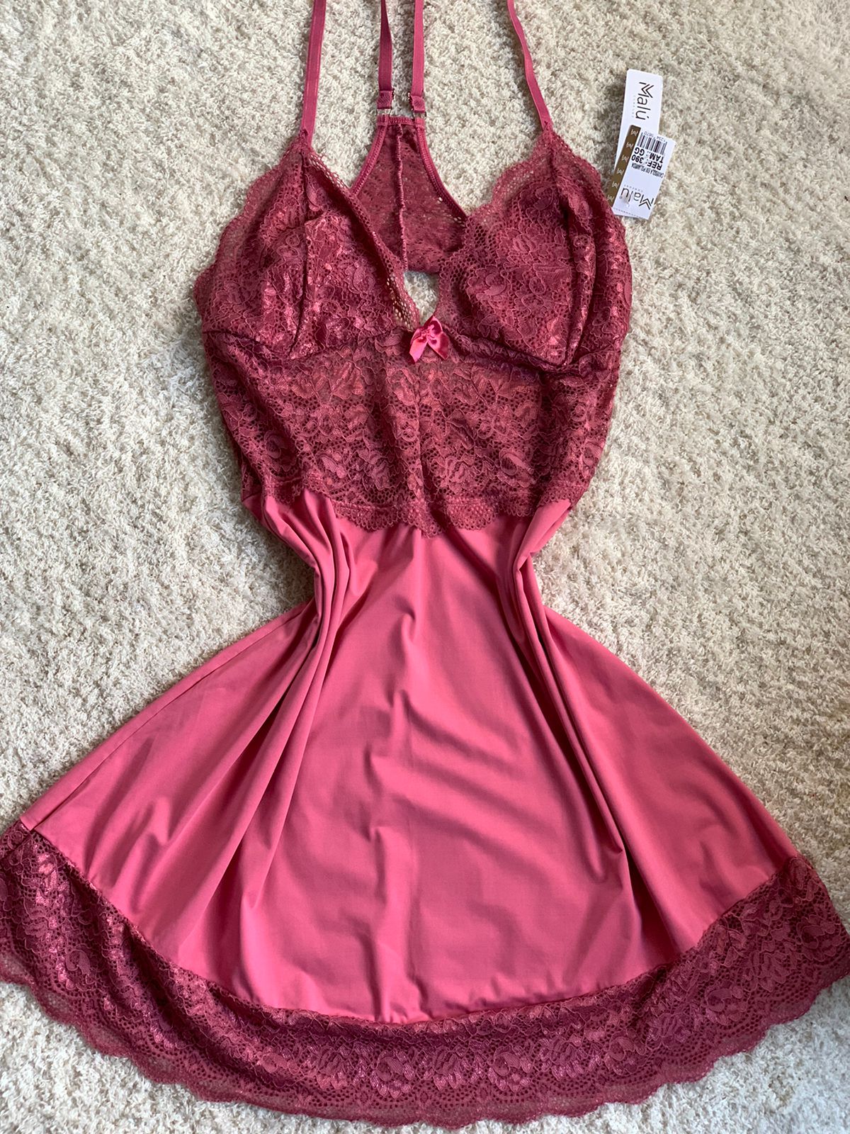 Pijama ou babydoll Malú Confort ( rosa escuro com detalhes em renda) T:GG/XL